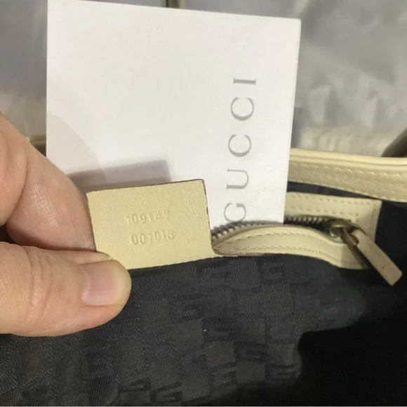 GUCCI Cream Calf Skin Leather Drawstring Hobo Shoulder Bag 109147 - Picture 11 of 14